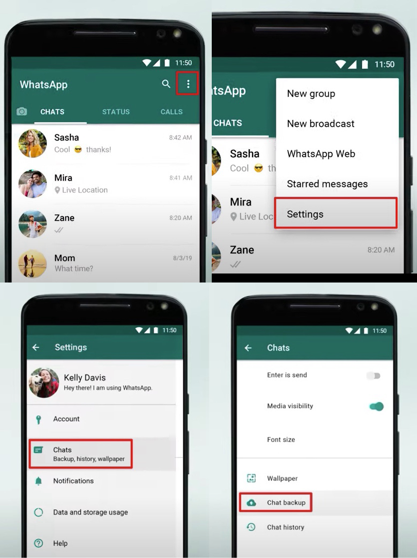 WhatsApp Android backup steps